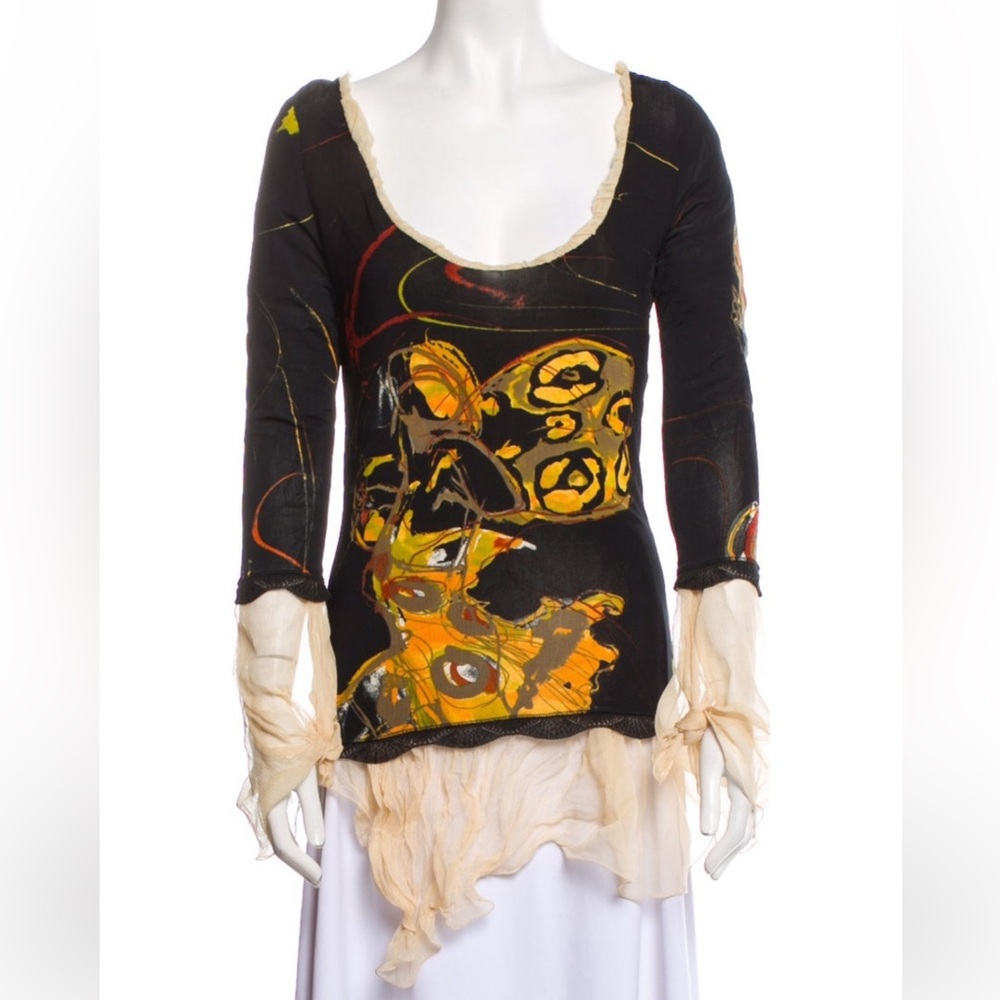 Jean Paul Gaultier Black and Yellow Artistic Blouse
